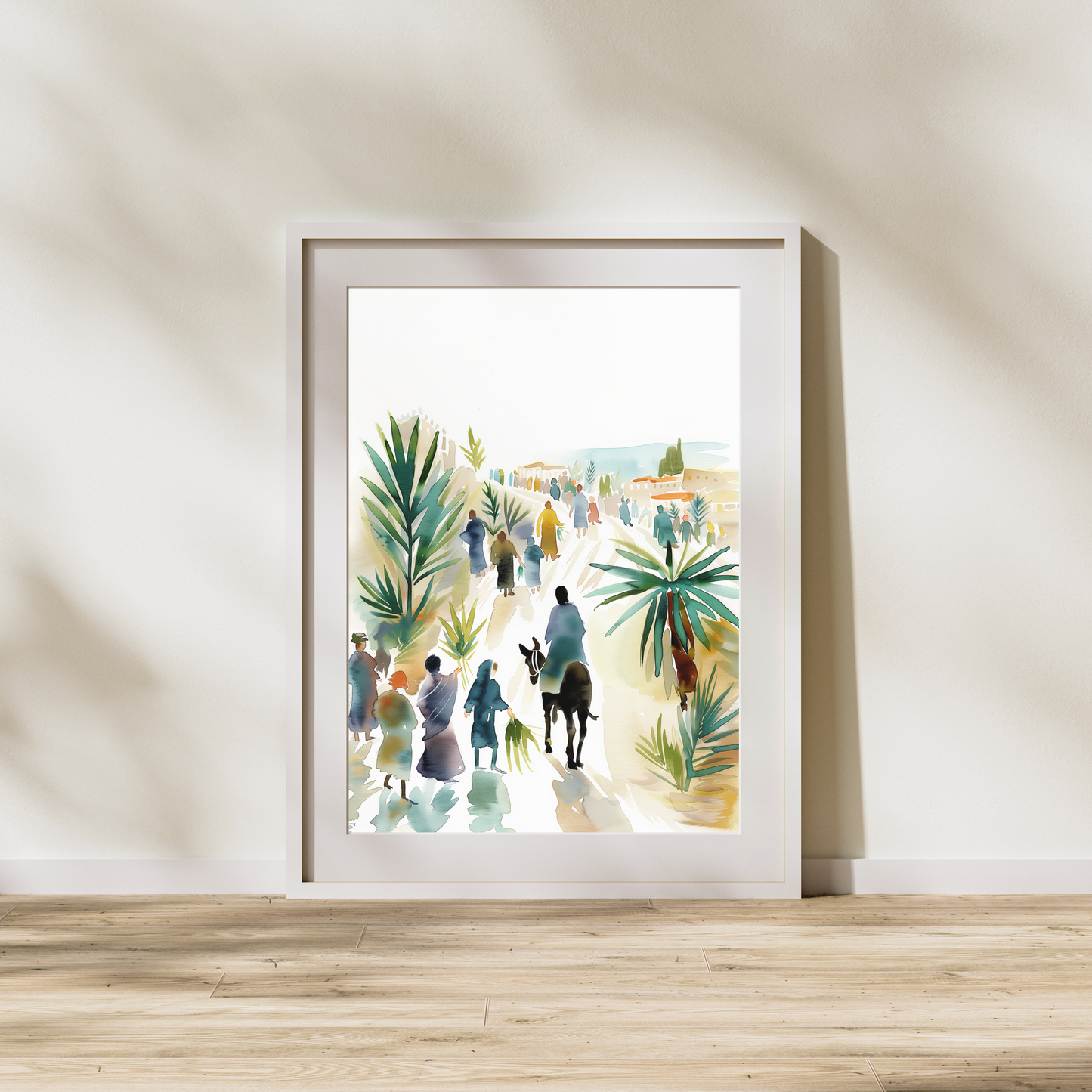 Palm Sunday Wall Art | Hosanna Jesus Entry | Christian Watercolor Print | Bible Verse Decor (Digital Download)