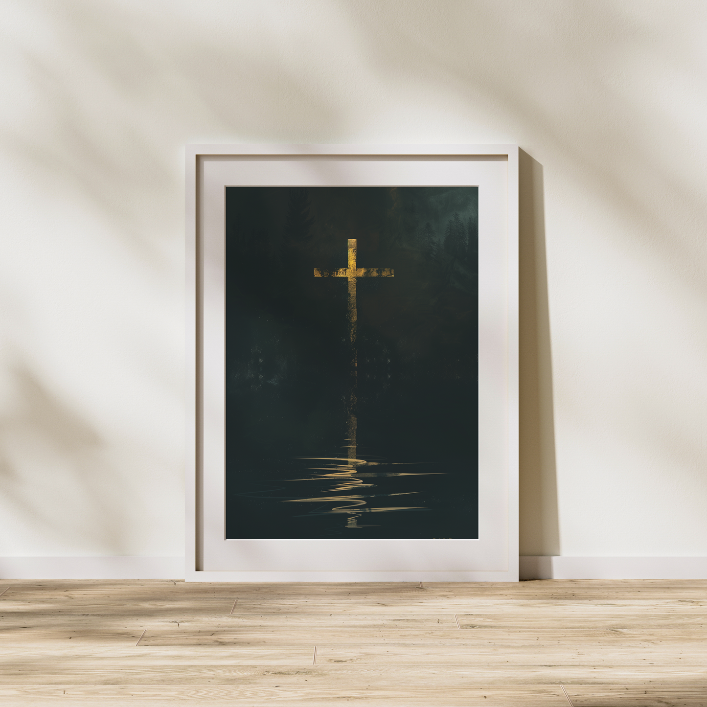 Good Friday Reflection: 'Solemn Grace' Minimalist Cross Wall Art Print - Digital Art Download