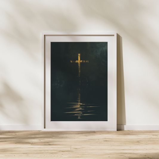 Good Friday Reflection: 'Solemn Grace' Minimalist Cross Wall Art Print - Digital Art Download