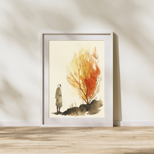 Moses and the Burning Bush Digital Art Print | Bible Wall Art | Exodus 3 (Digital Download)