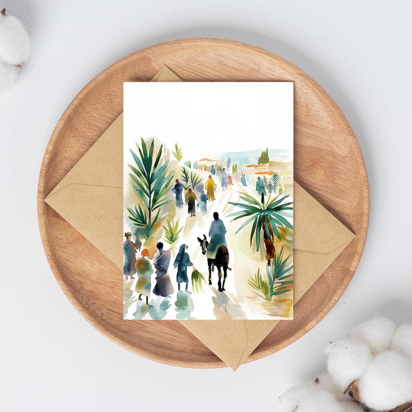 Palm Sunday Wall Art | Hosanna Jesus Entry | Christian Watercolor Print | Bible Verse Decor (Digital Download)