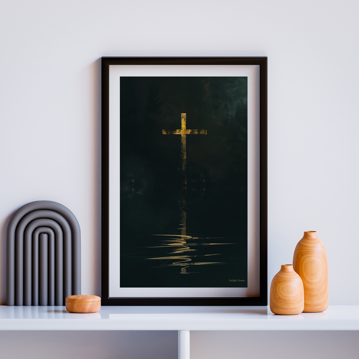 Good Friday Reflection: 'Solemn Grace' Minimalist Cross Wall Art Print - Digital Art Download