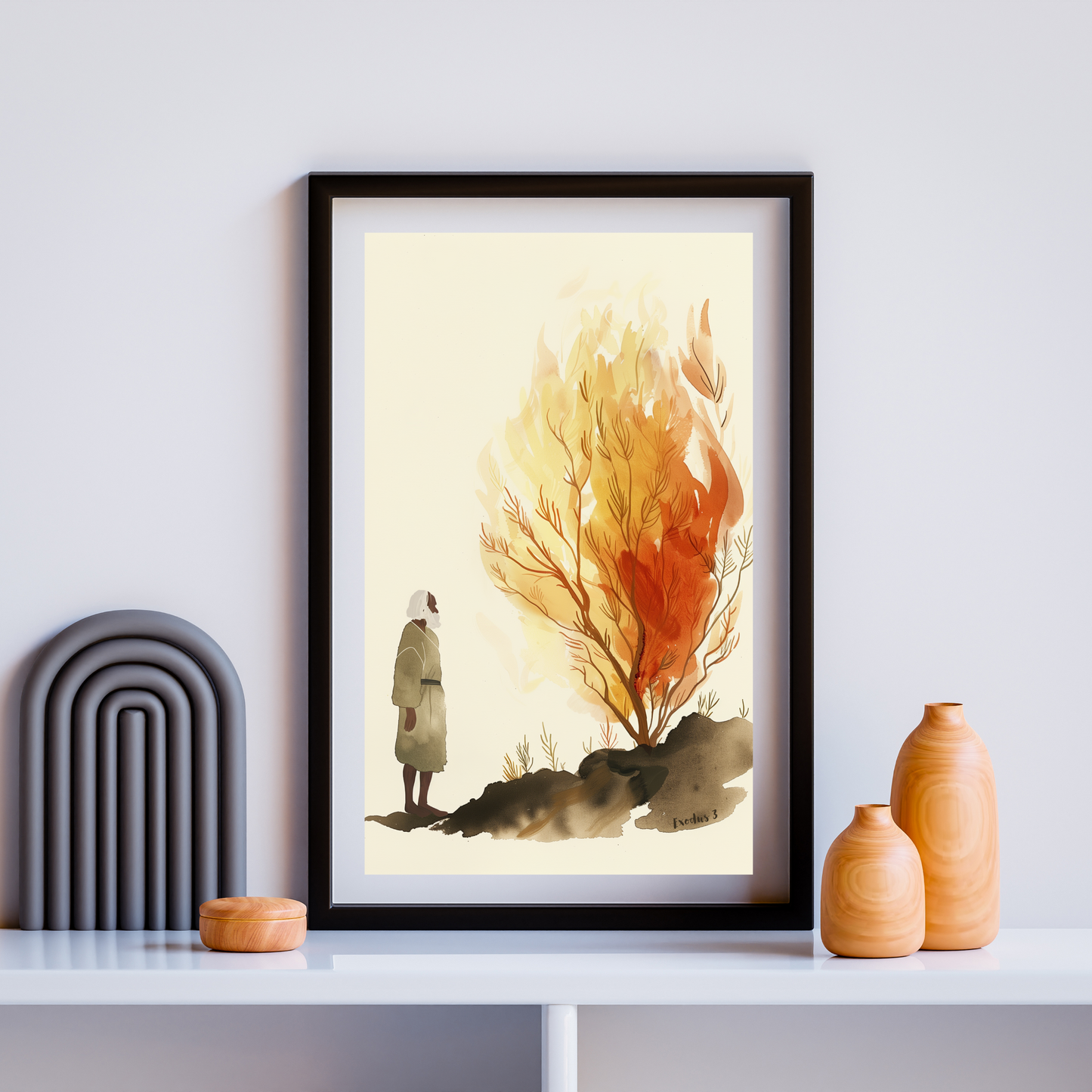 Moses and the Burning Bush Digital Art Print | Bible Wall Art | Exodus 3 (Digital Download)