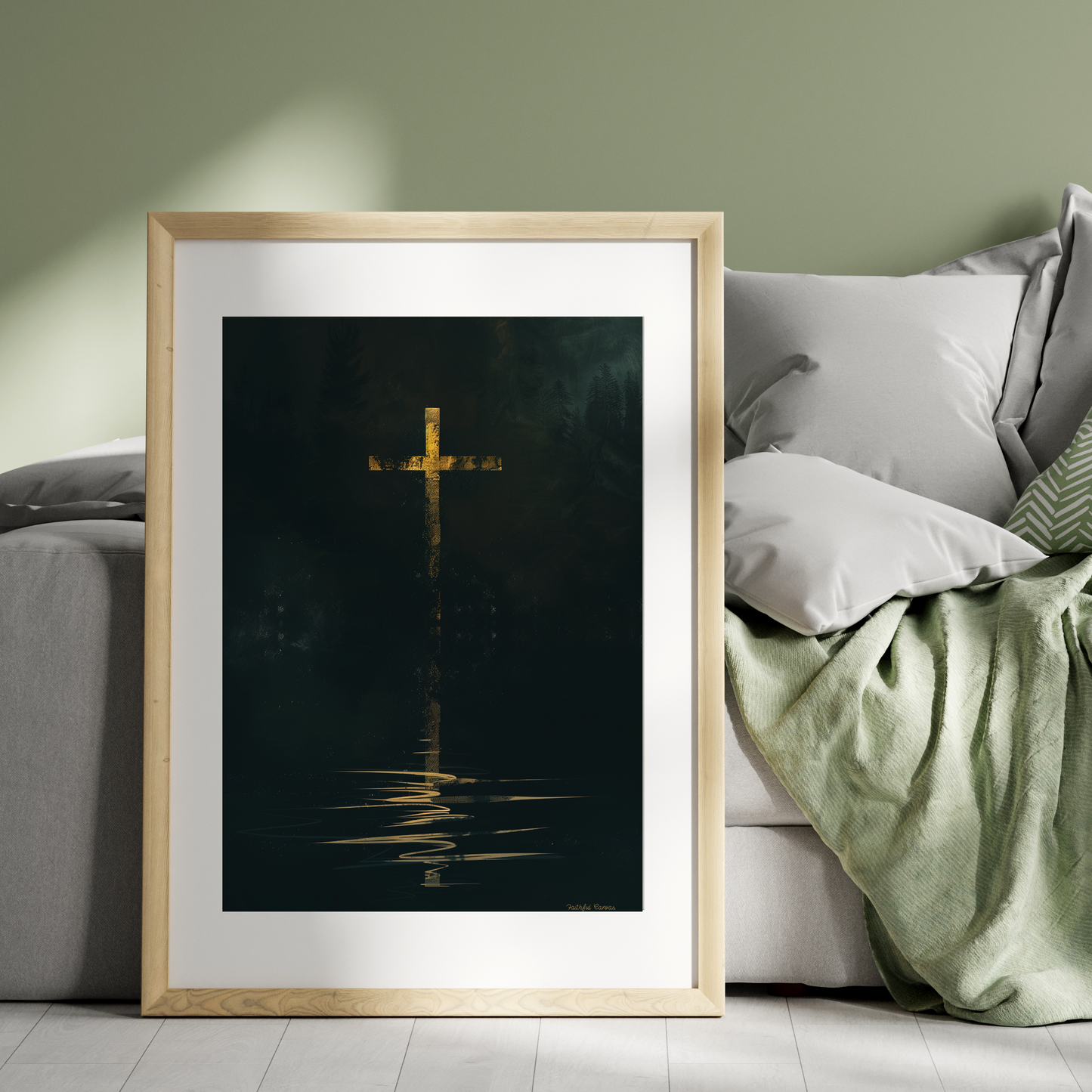 Good Friday Reflection: 'Solemn Grace' Minimalist Cross Wall Art Print - Digital Art Download