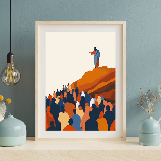 Sermon on the Mount Minimalist Art Print - Matthew 5-7 Christian Digital Wall Art - Inspirational Bible Verse Decor (Digital Download)