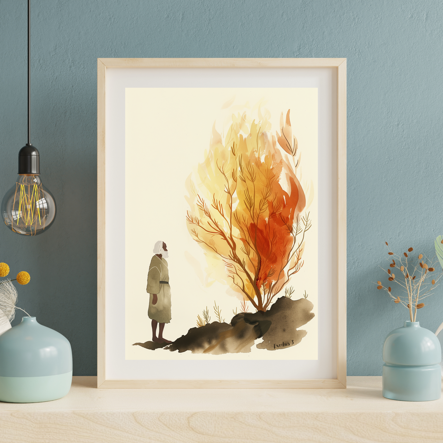 Moses and the Burning Bush Digital Art Print | Bible Wall Art | Exodus 3 (Digital Download)