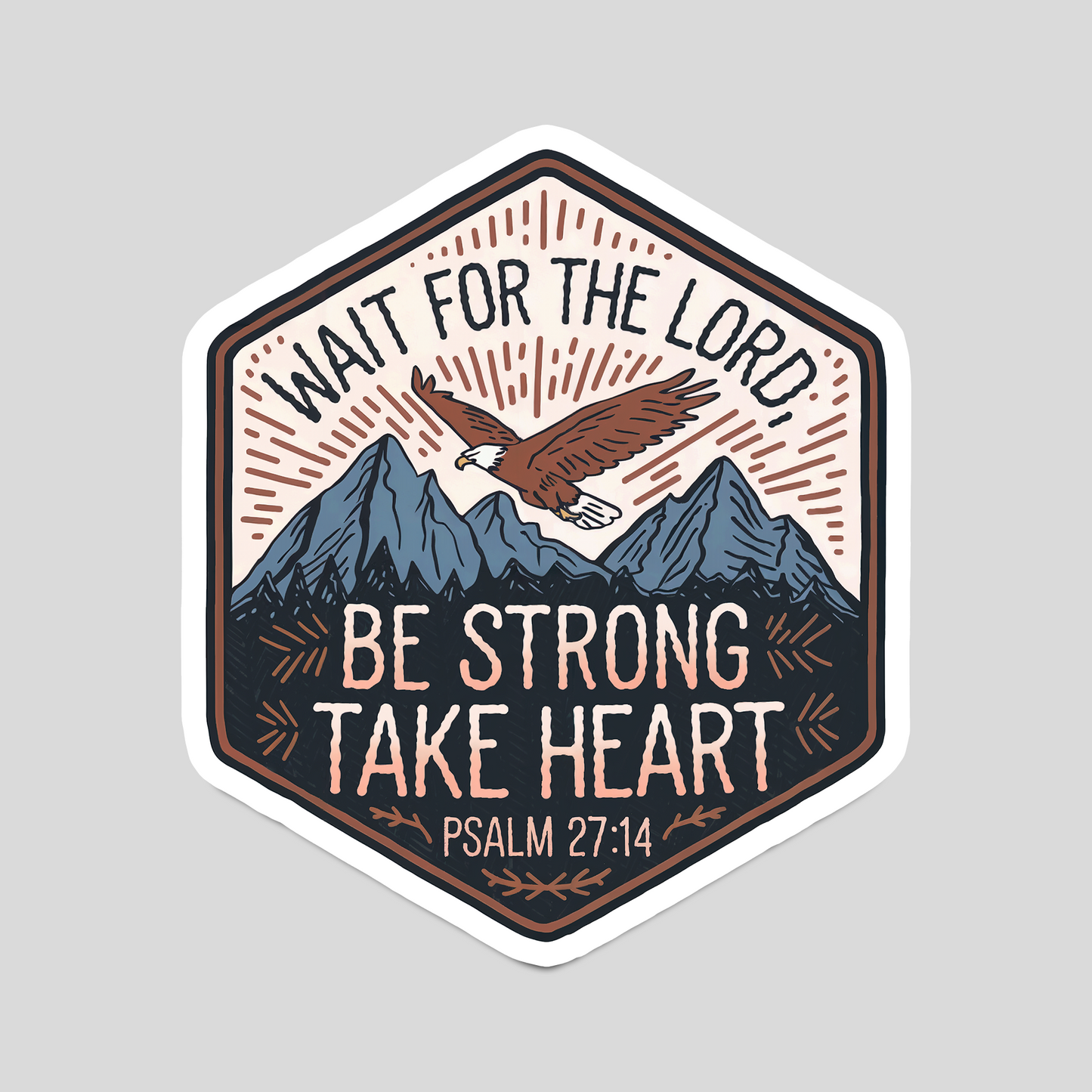 Wait for the Lord Christian Sticker - Psalm 27:14 Vinyl Decal, Bible Verse Sticker