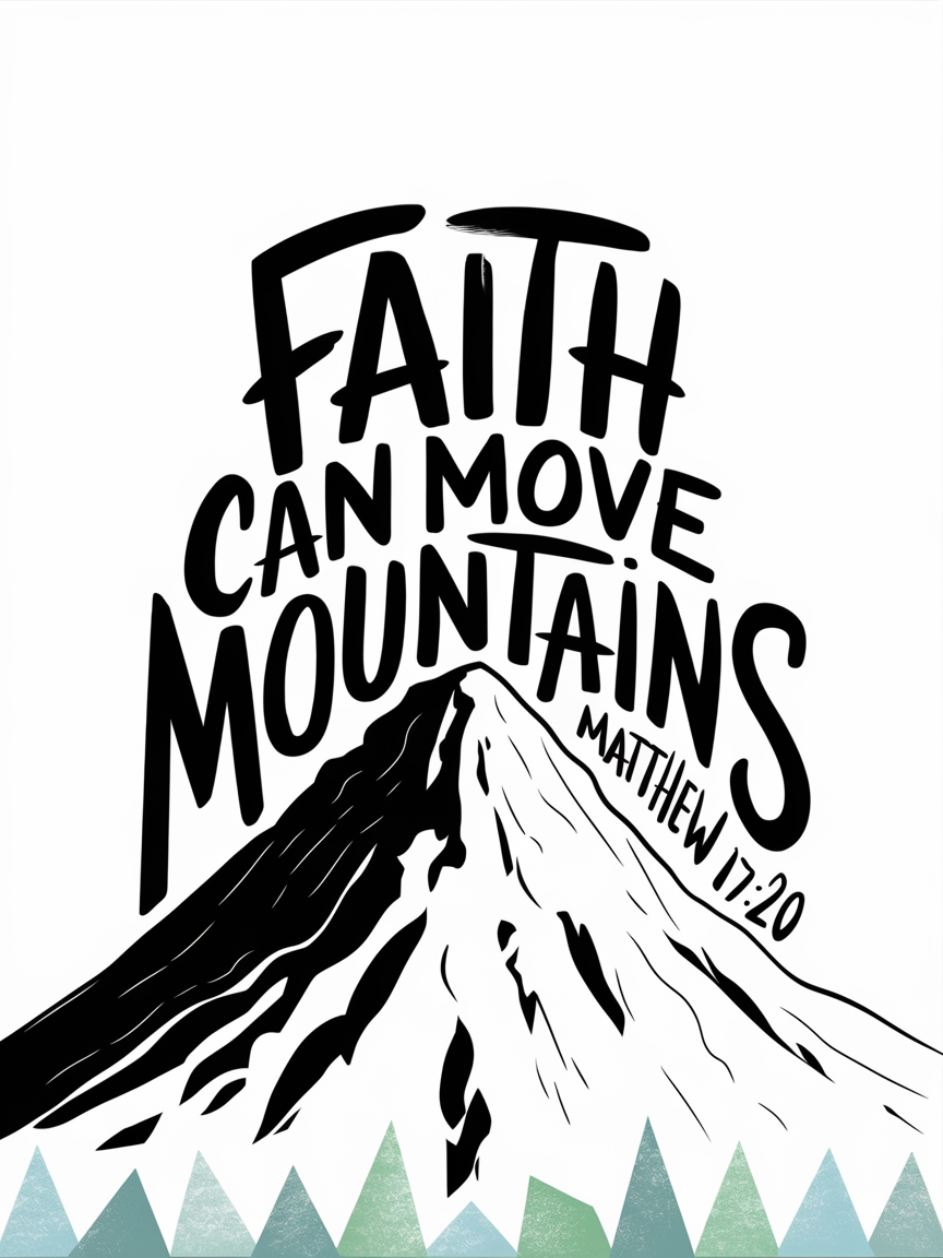 "Faith Can Move Mountains" Bible Verse Card - Matthew 17:20 Christian Greeting Card