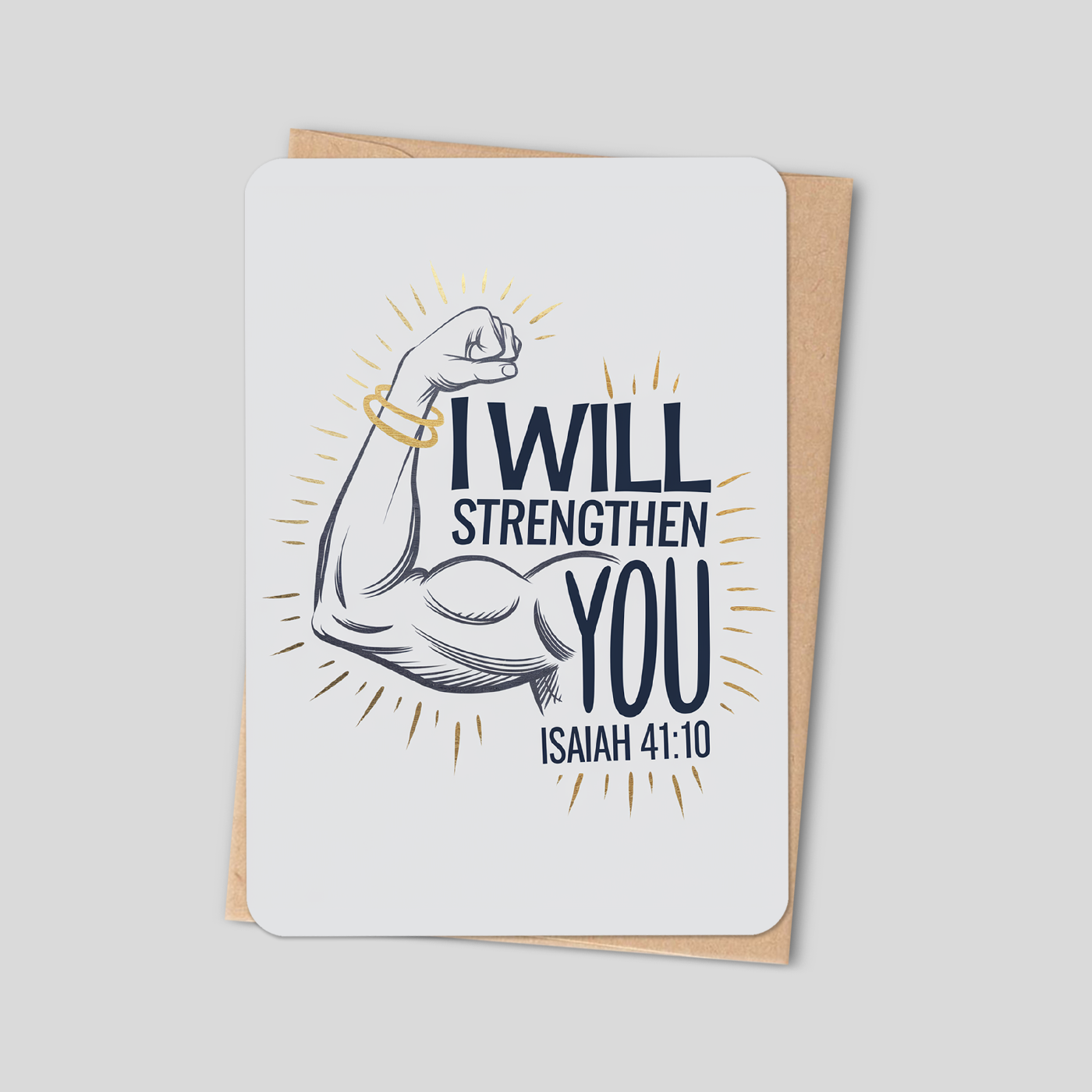"I Will Strengthen You" Bible Verse Card - Isaiah 41:10 Christian Greeting Card