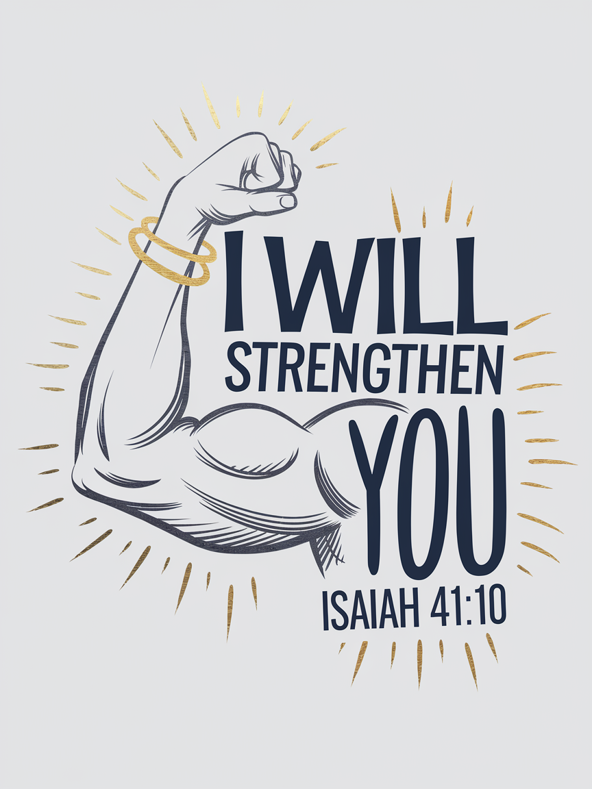 "I Will Strengthen You" Bible Verse Card - Isaiah 41:10 Christian Greeting Card