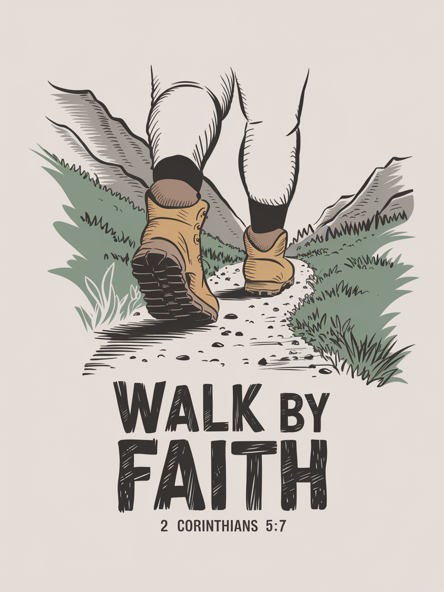 "Walk By Faith" Bible Verse Card - 2 Corinthians 5:7 Christian Greeting Card