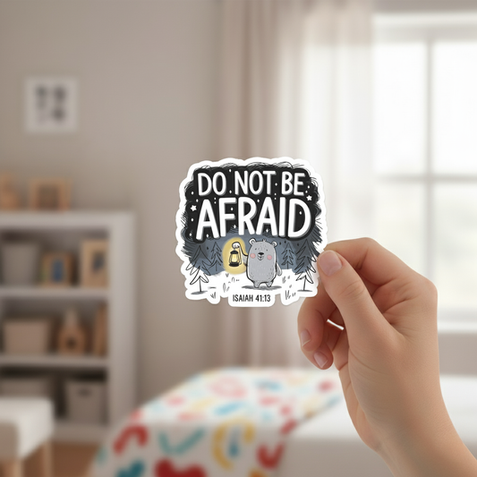 "Do Not Be Afraid” – Isaiah 41:13 Christian Sticker (Bear & Lantern Design) – additional product view 2