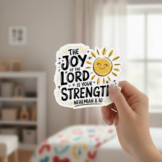 "The Joy of the Lord is Your Strength” – Nehemiah 8:10 Sticker – additional product view 2