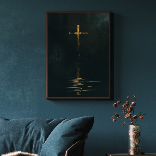 Good Friday Reflection: 'Solemn Grace' Minimalist Cross Wall Art Print - Digital Art Download