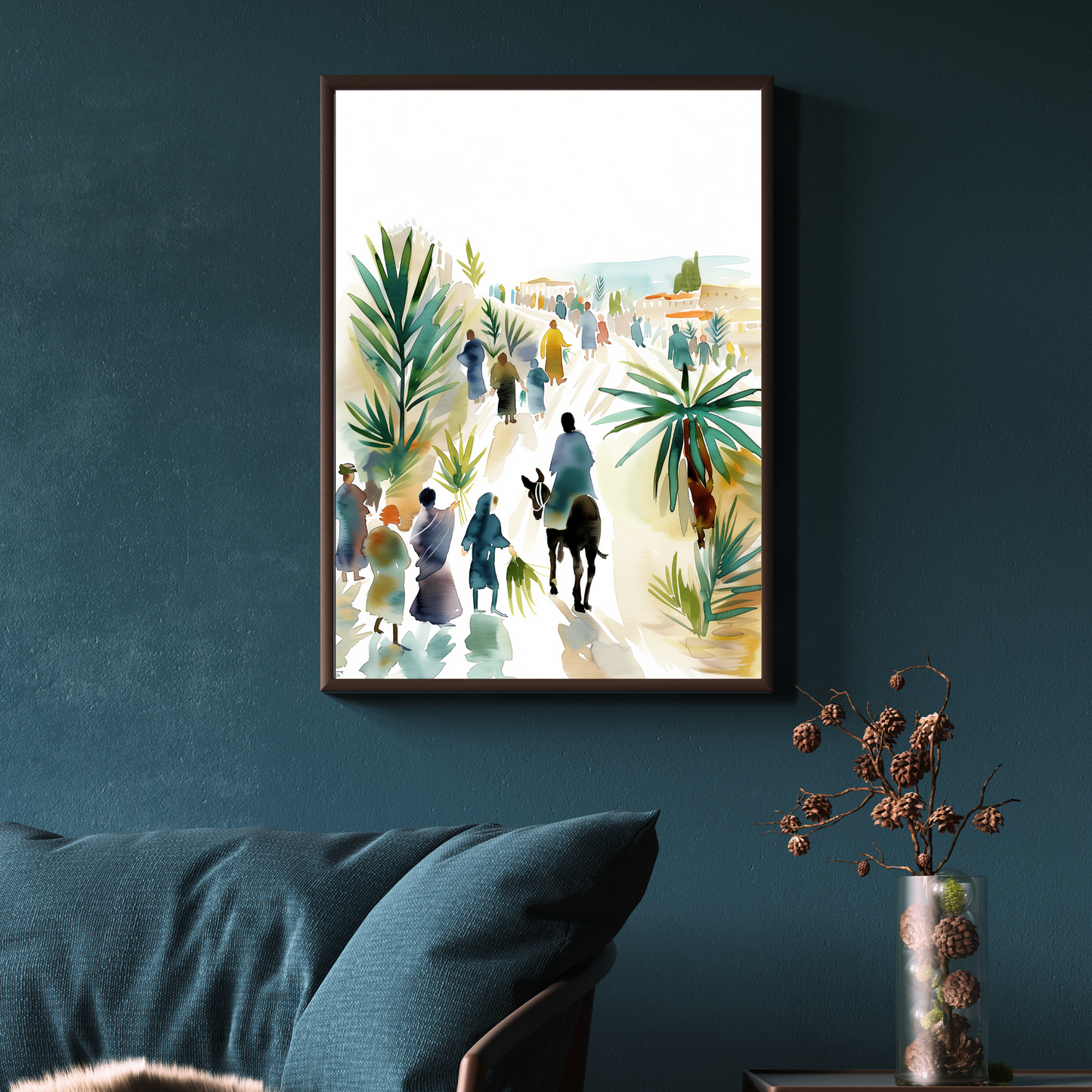 Palm Sunday Wall Art | Hosanna Jesus Entry | Christian Watercolor Print | Bible Verse Decor (Digital Download)