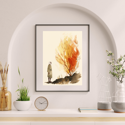 Moses and the Burning Bush Digital Art Print | Bible Wall Art | Exodus 3 (Digital Download)