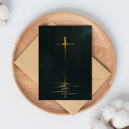 Good Friday Reflection: 'Solemn Grace' Minimalist Cross Wall Art Print - Digital Art Download