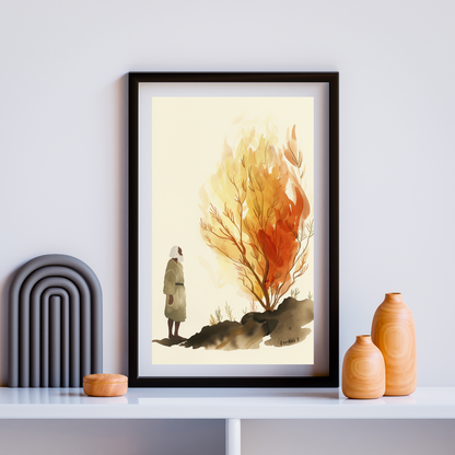 Moses and the Burning Bush Digital Art Print | Bible Wall Art | Exodus 3 (Digital Download)