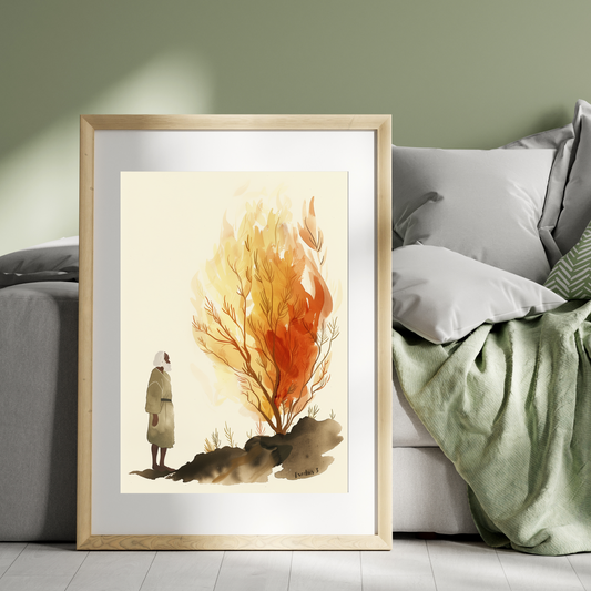 Moses and the Burning Bush Digital Art Print | Bible Wall Art | Exodus 3 (Digital Download)