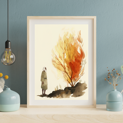 Moses and the Burning Bush Digital Art Print | Bible Wall Art | Exodus 3 (Digital Download)