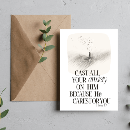 Cast Your Anxiety Upon The Lord - 1 Peter 5 7 Minimalist Christian Wall Art (Digital Download)