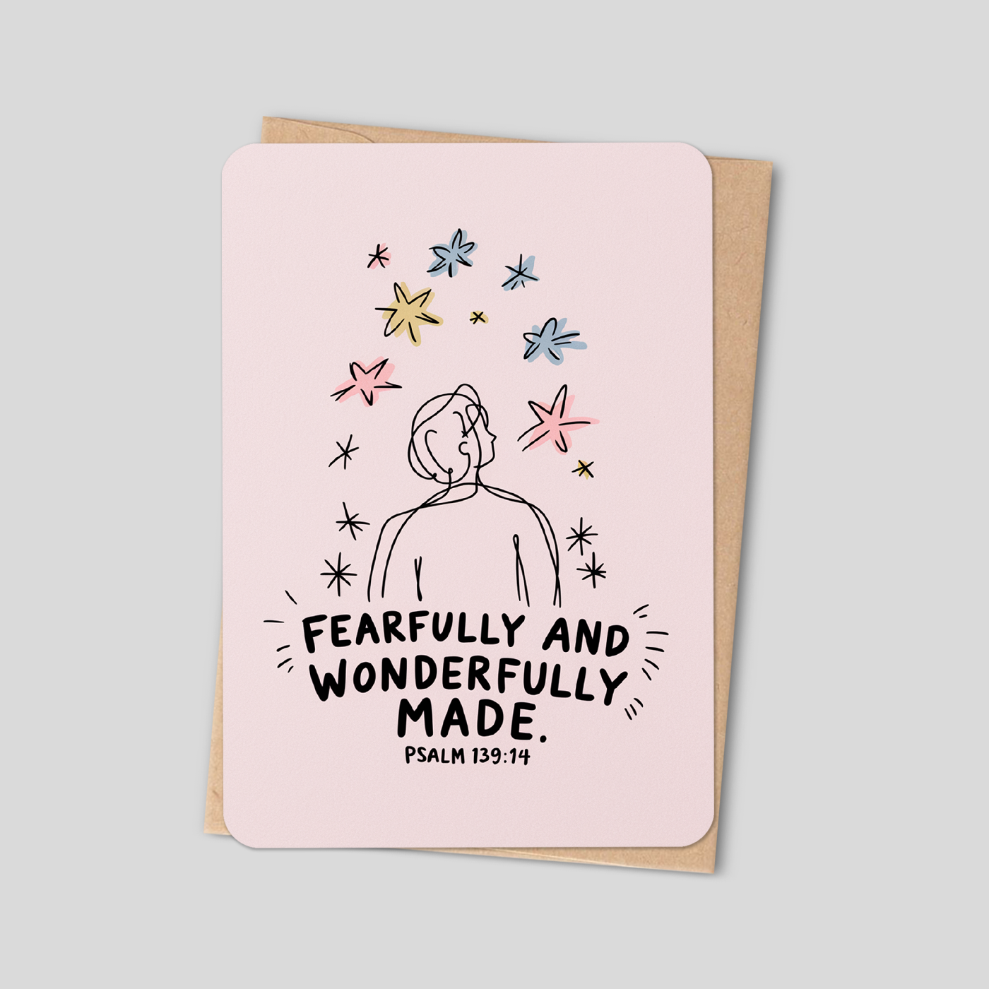 "Fearfully & Wonderfully Made" Bible Verse Card - Psalm 139:14 Christian Card