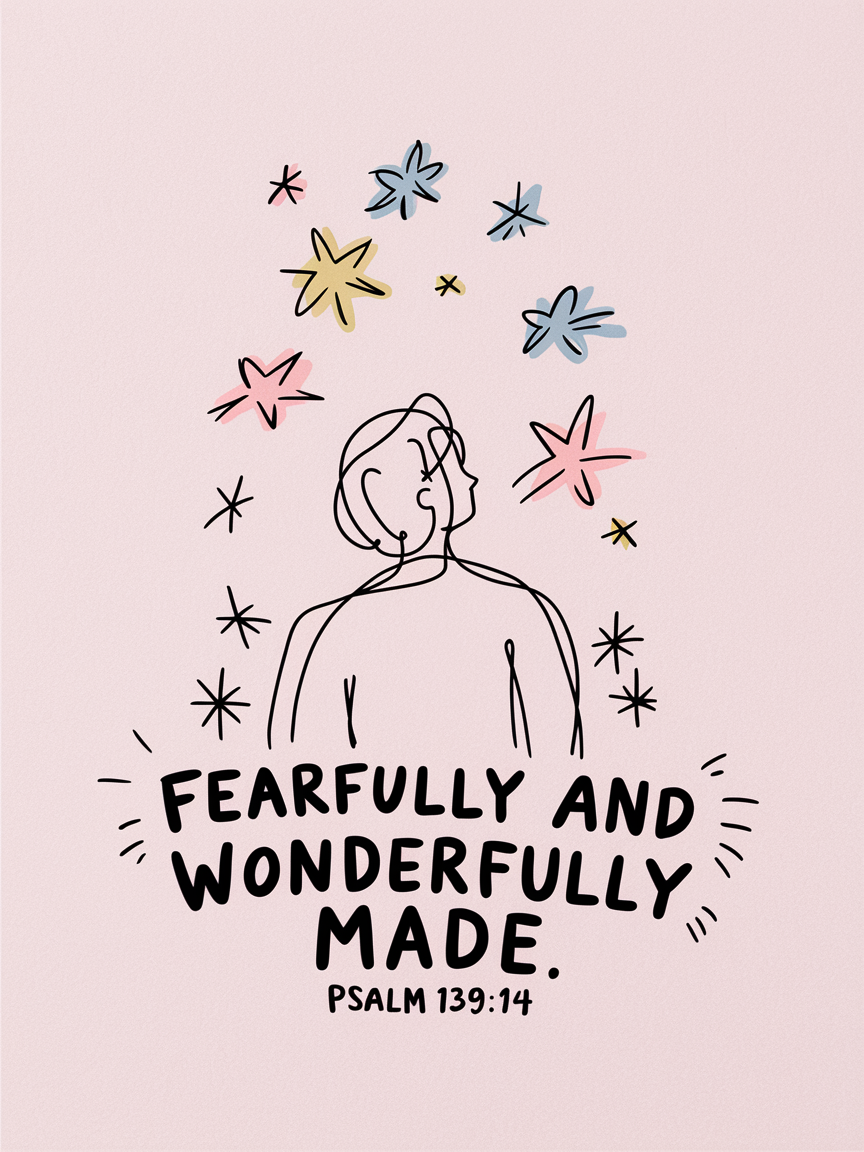 "Fearfully & Wonderfully Made" Bible Verse Card - Psalm 139:14 Christian Card