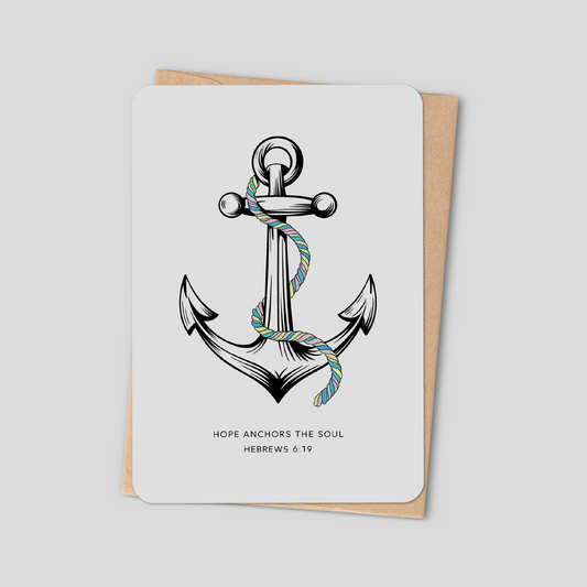 "Hope Anchors The Soul" Bible Verse Card - Hebrews 6:19 Christian Card