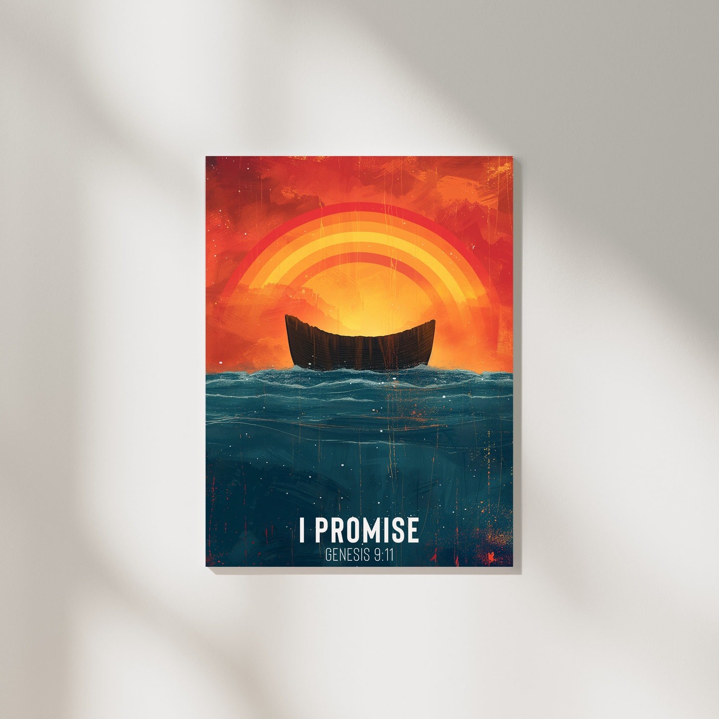 I Promise - Genesis 9:11 Noah's Ark Digital Art | Rainbow Covenant Wall Decor