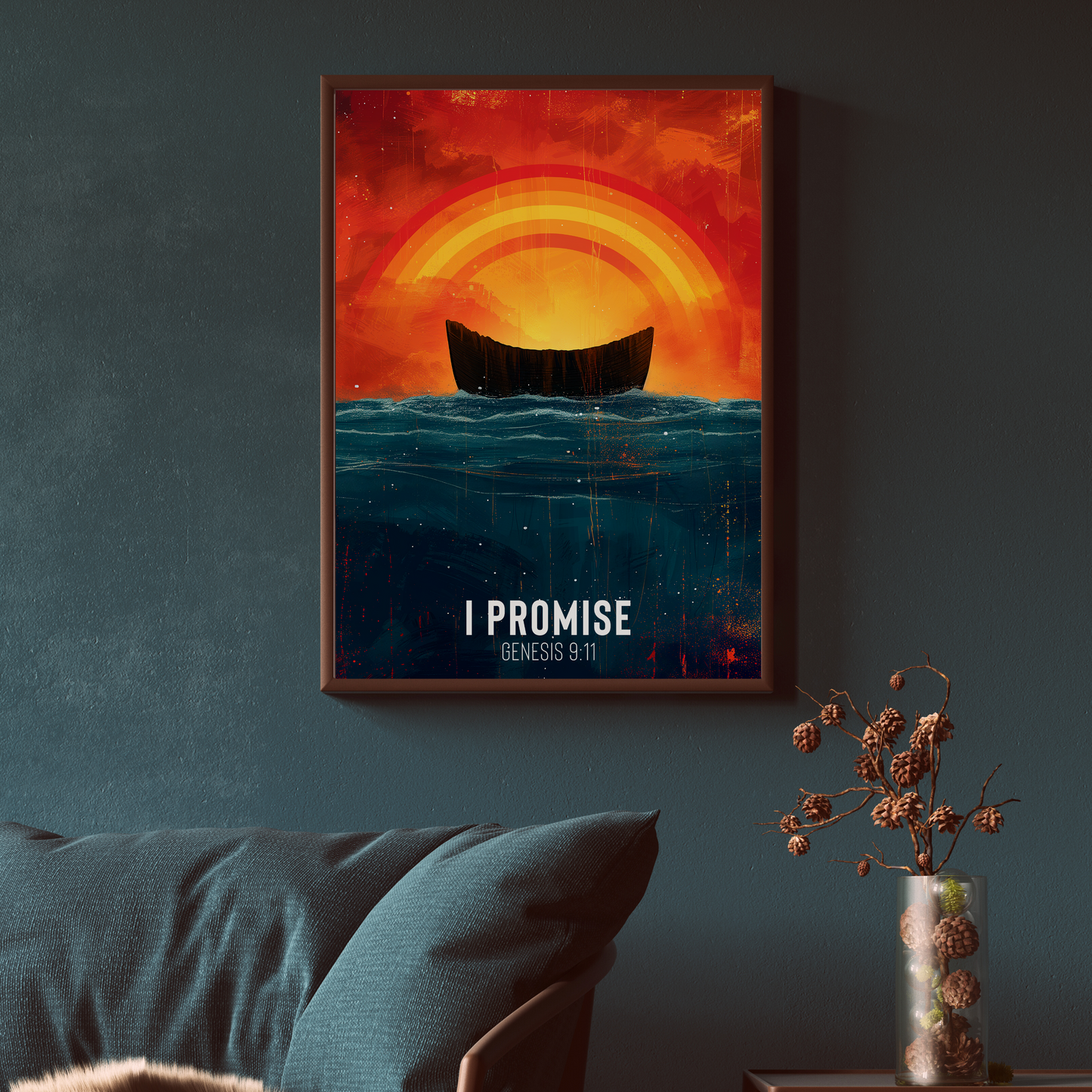 I Promise - Genesis 9:11 Noah's Ark Digital Art | Rainbow Covenant Wall Decor