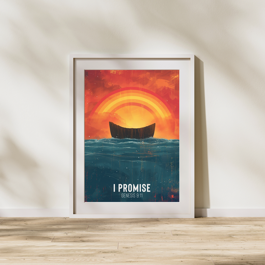 I Promise - Genesis 9:11 Noah's Ark Digital Art | Rainbow Covenant Wall Decor