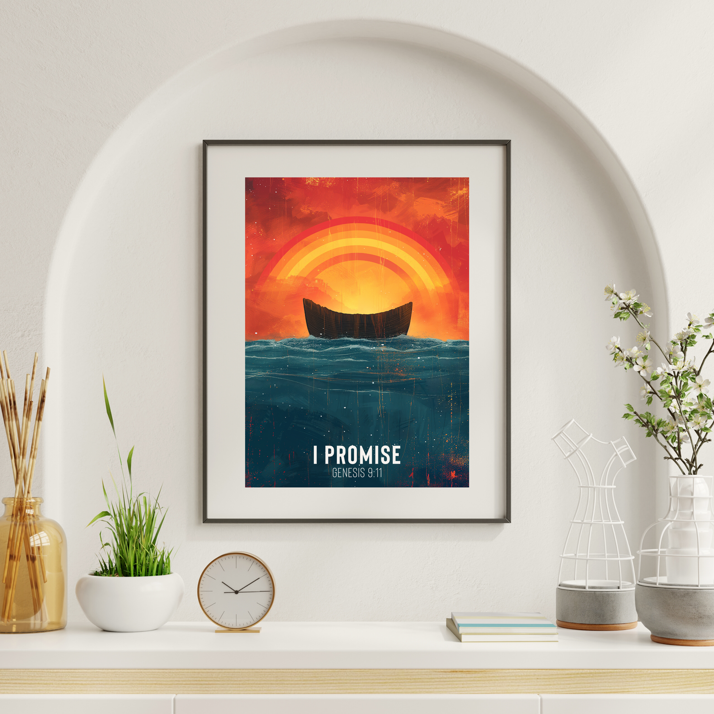 I Promise - Genesis 9:11 Noah's Ark Digital Art | Rainbow Covenant Wall Decor