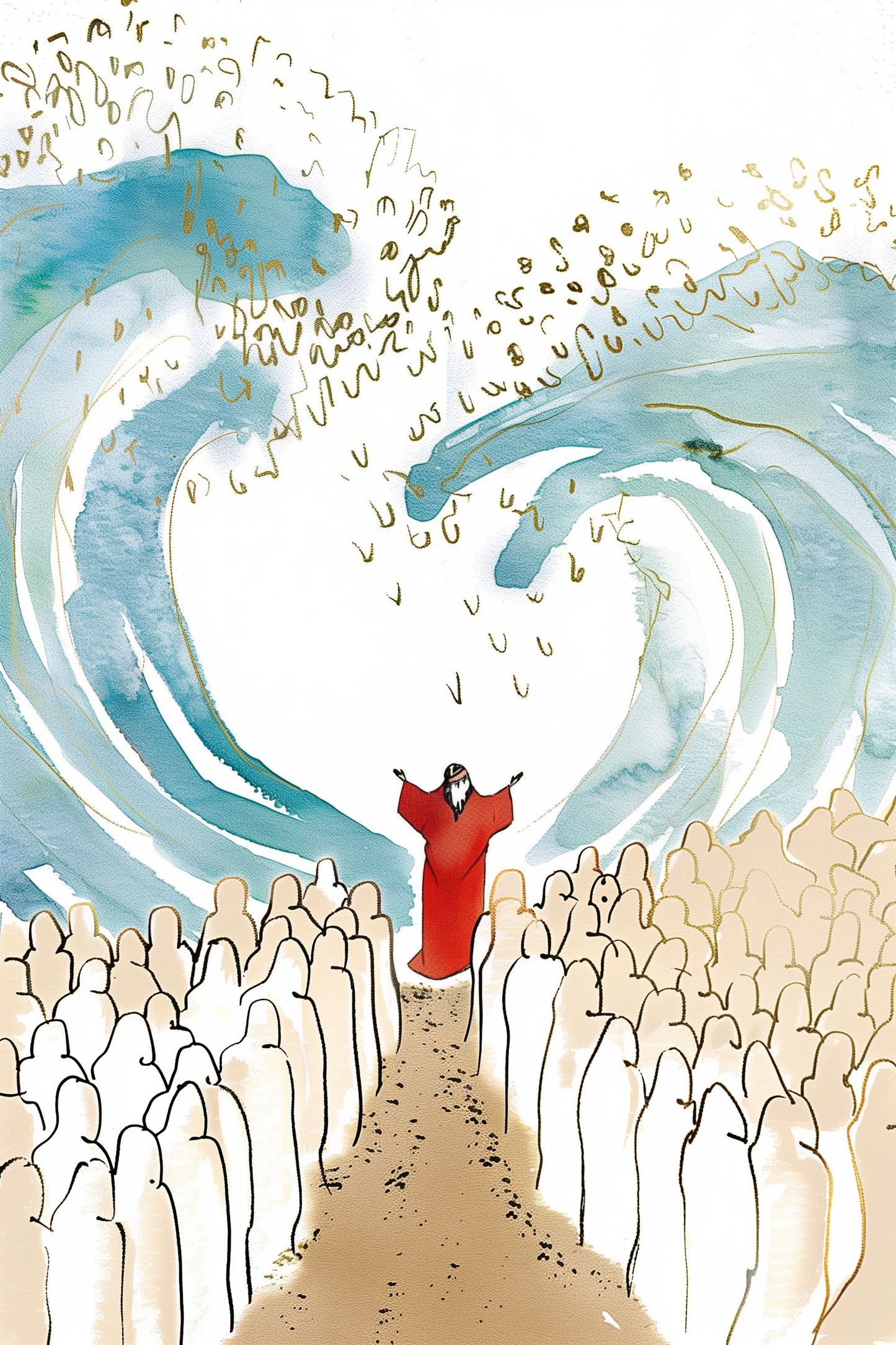 "Moses Parting the Red Sea" Christian Card - Exodus 14 Bible Verse Greeting Card