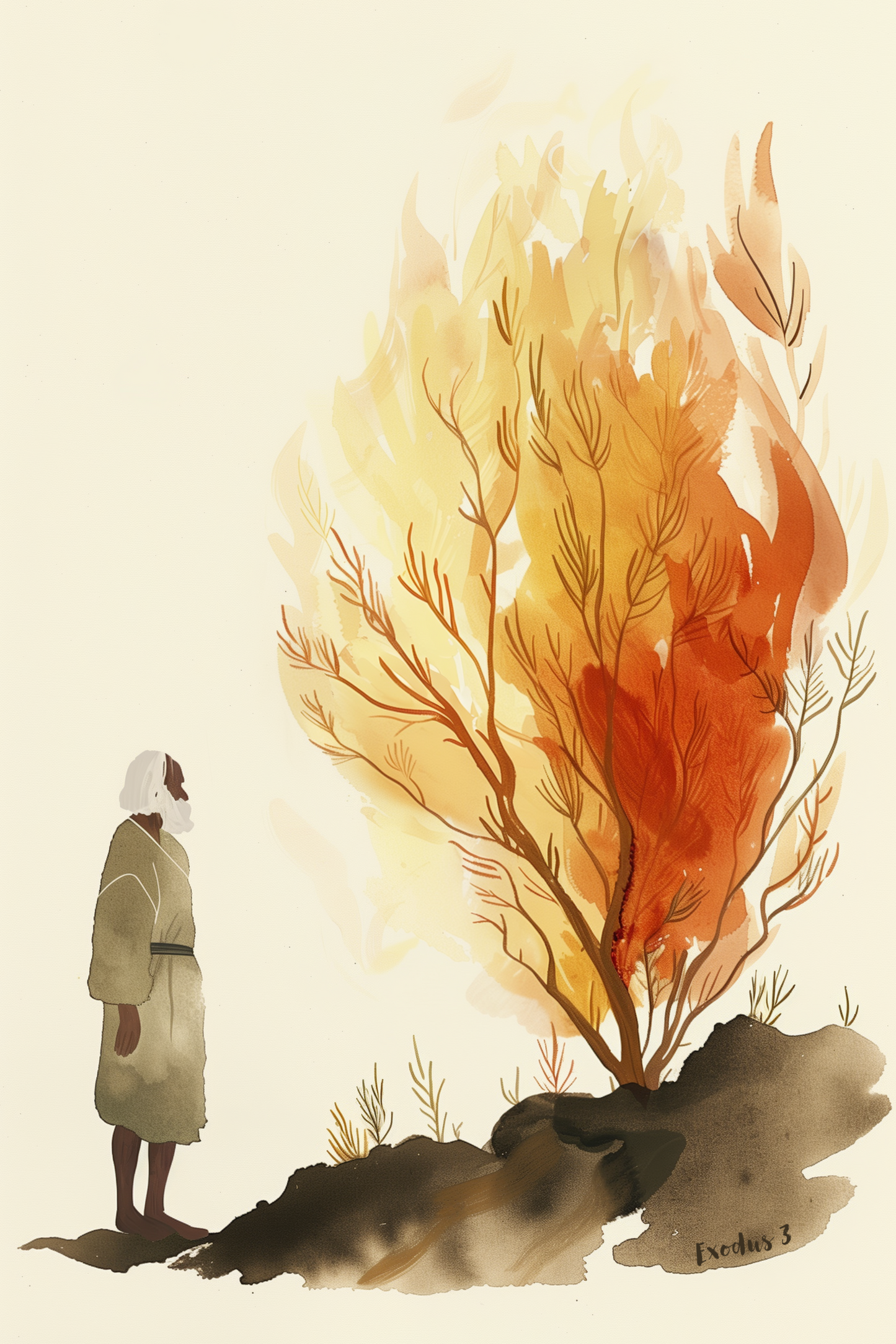 "Moses and the Burning Bush" Christian Card - Exodus 3 Bible Verse Greeting Card