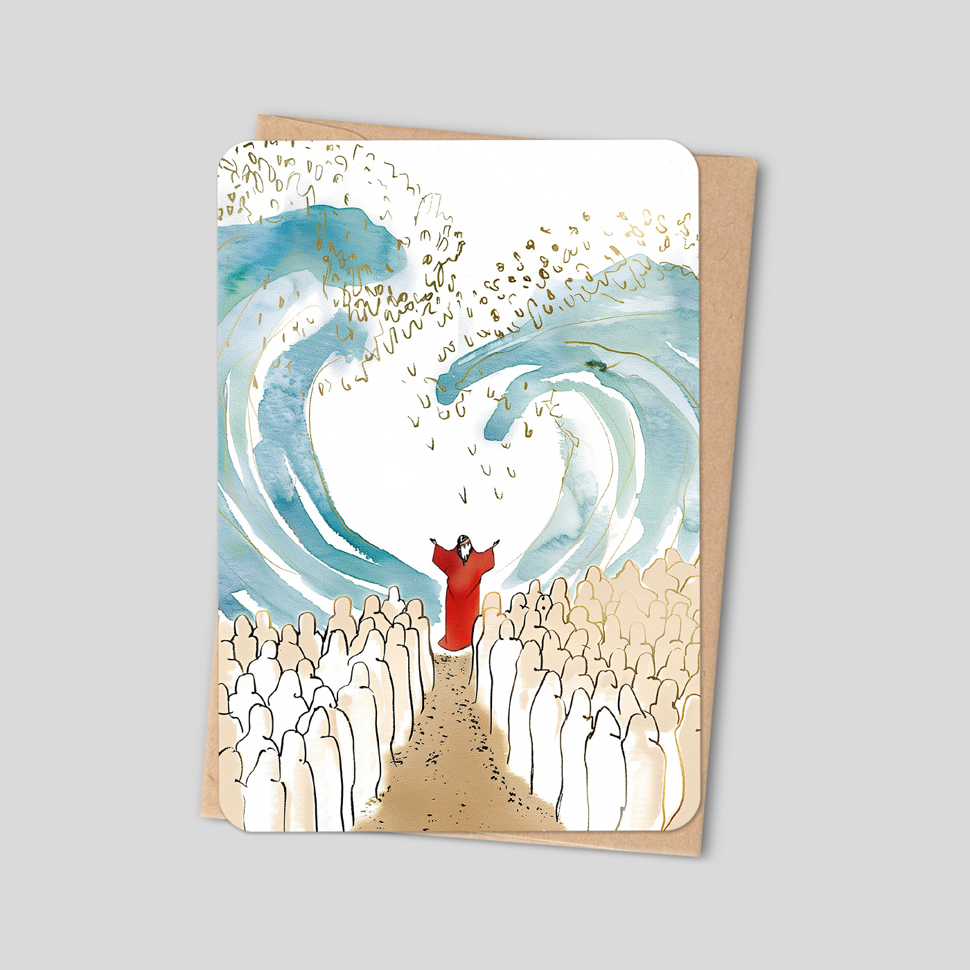 "Moses Parting the Red Sea" Christian Card - Exodus 14 Bible Verse Greeting Card