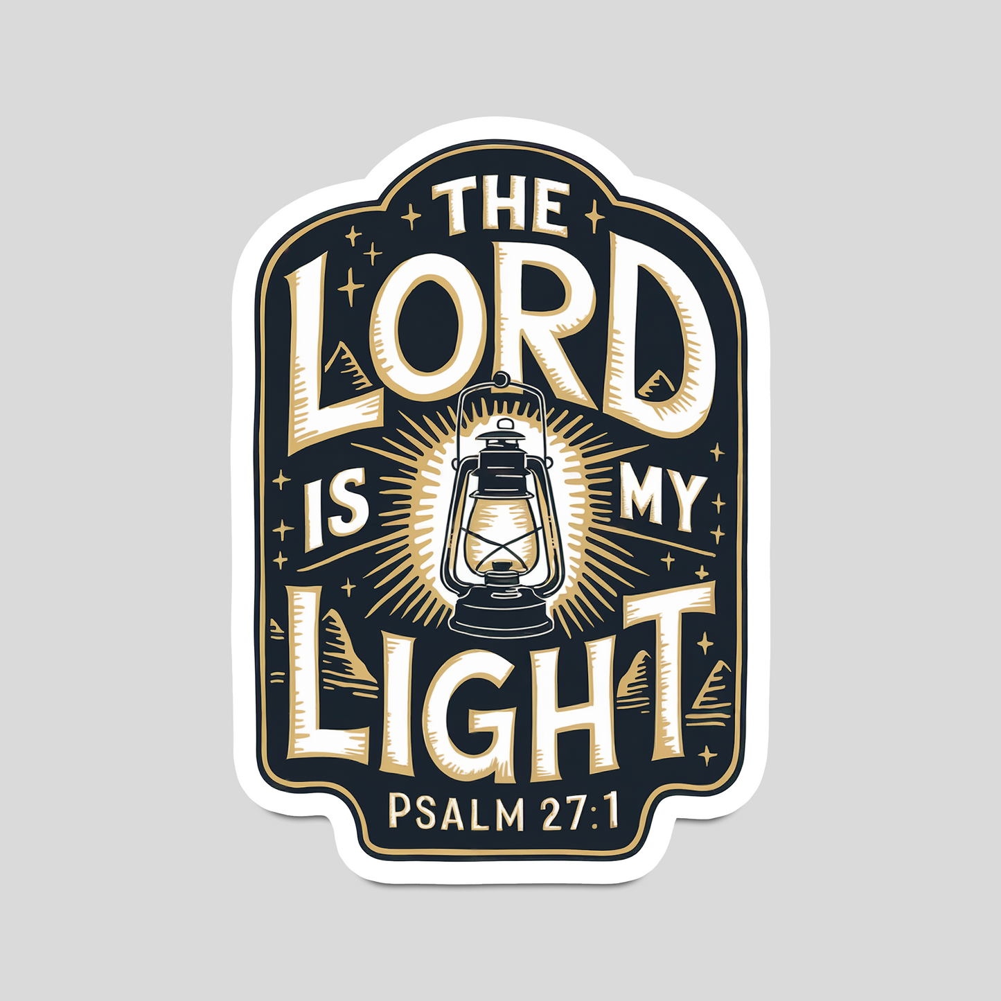 The Lord Is My Light" Christian Sticker – Psalm 27:1 Vinyl, Waterproof Lantern Design