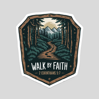 Walk by Faith Christian Sticker - 2 Corinthians 5:7 Vinyl Decal, Bible Verse Sticker