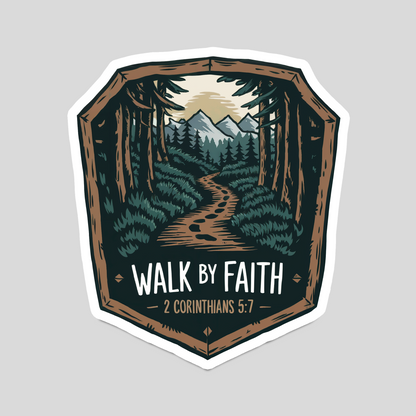Walk by Faith Christian Sticker - 2 Corinthians 5:7 Vinyl Decal, Bible Verse Sticker