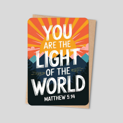 "You Are the Light of the World" Bible Verse Card - Matthew 5:14 Christian Card