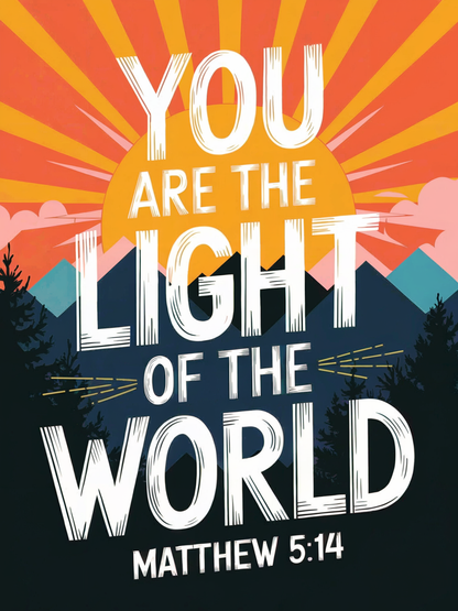 "You Are the Light of the World" Bible Verse Card - Matthew 5:14 Christian Card