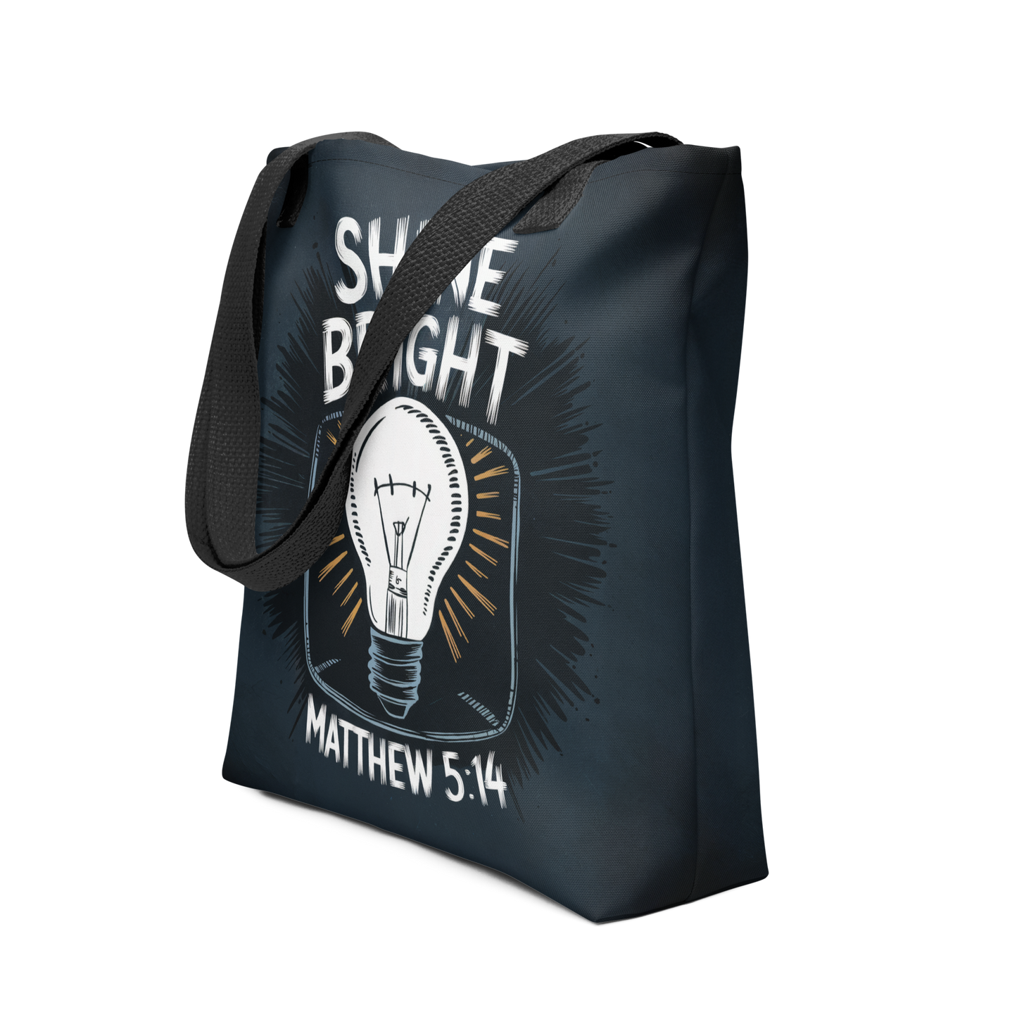 "Shine Bright" Matthew 5:14 Christian Tote Bag