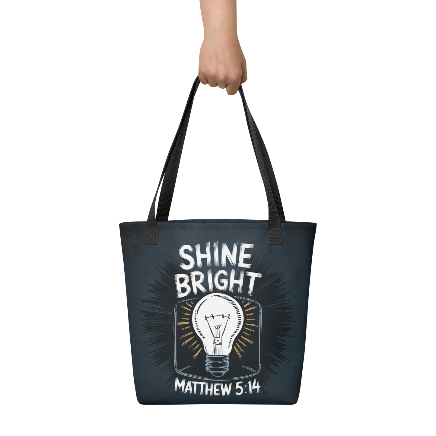 "Shine Bright" Matthew 5:14 Christian Tote Bag