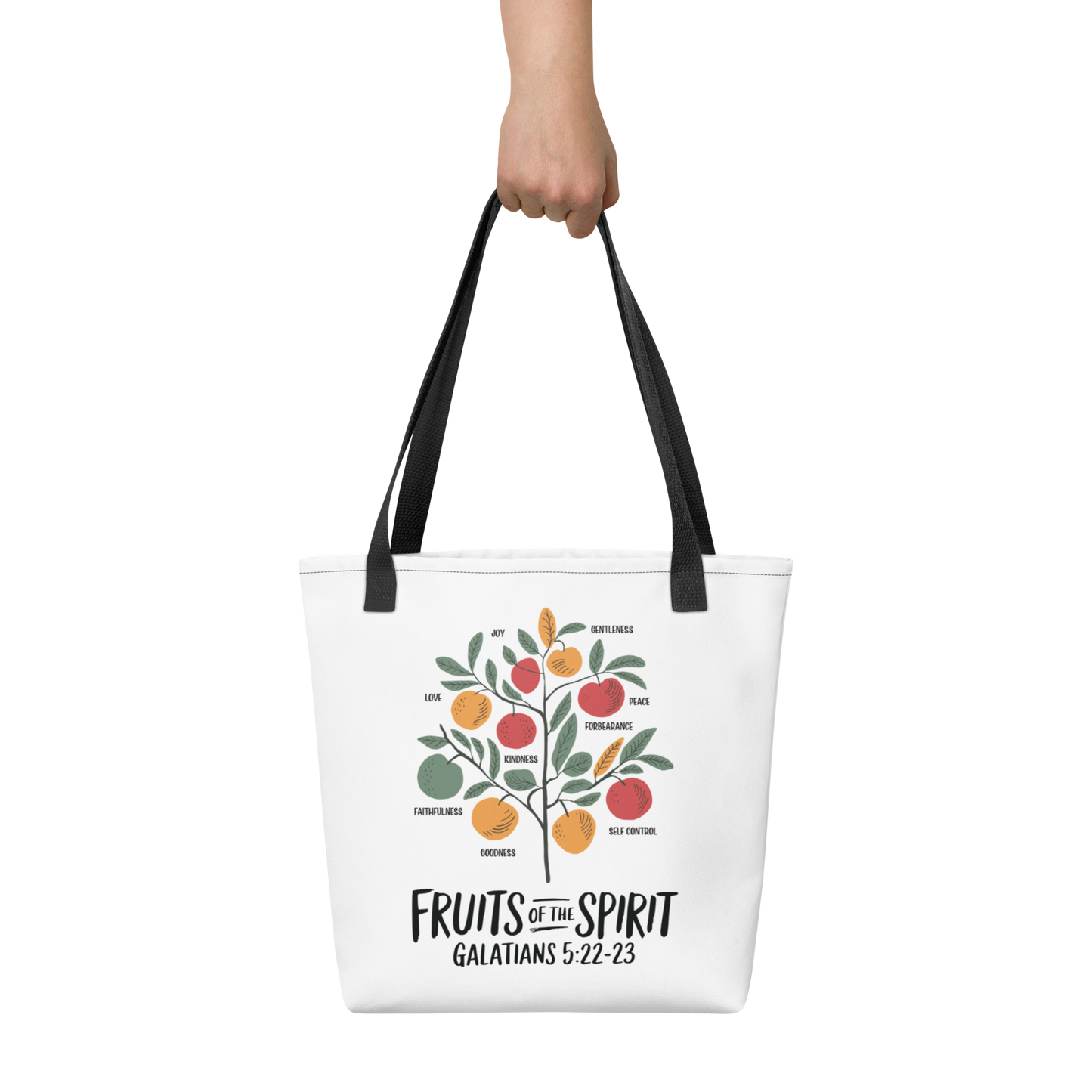 "Fruits of the Spirit" Galatians 5:22-23 Christian Tote Bag