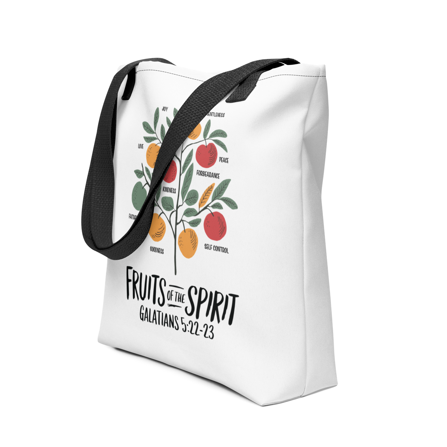 "Fruits of the Spirit" Galatians 5:22-23 Christian Tote Bag