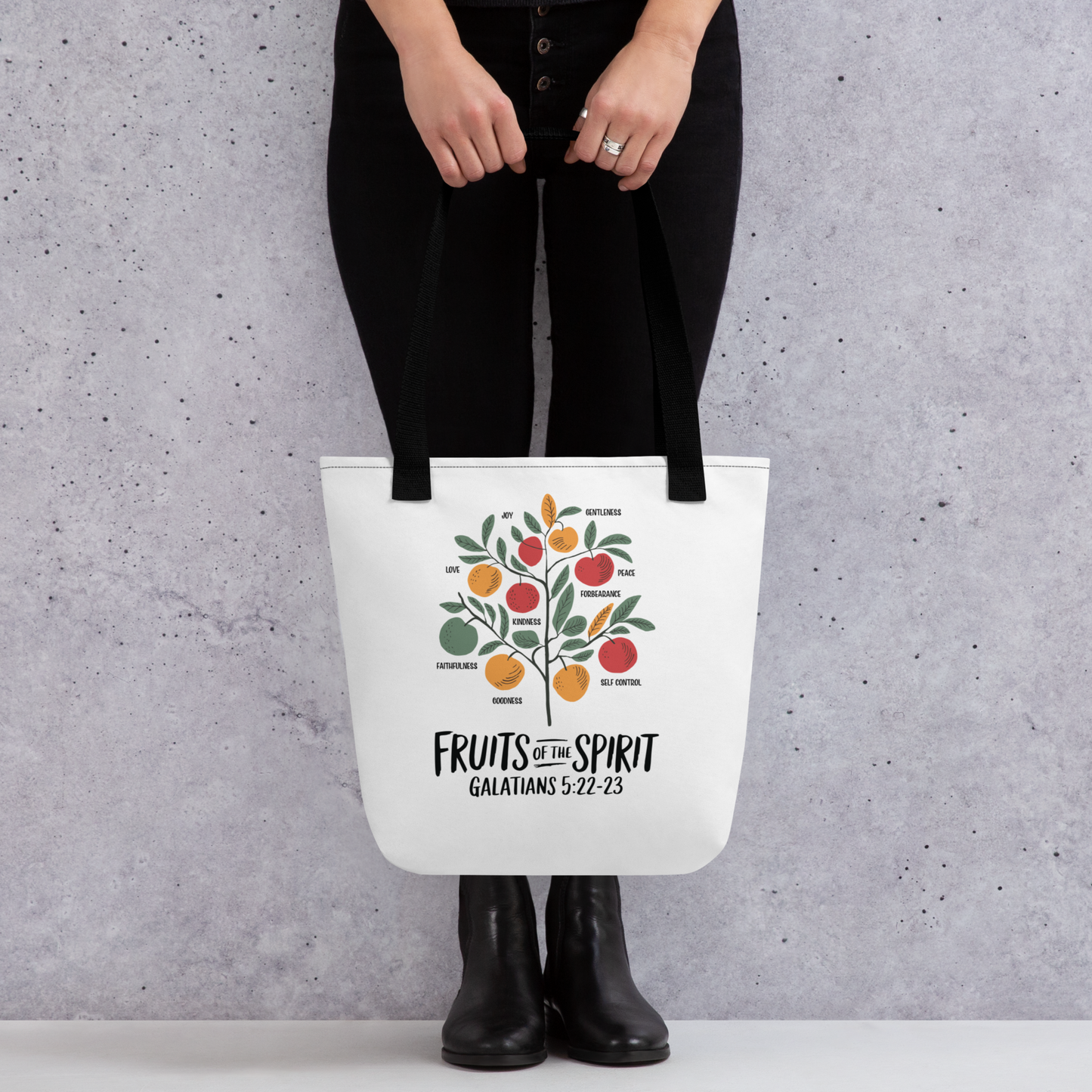 "Fruits of the Spirit" Galatians 5:22-23 Christian Tote Bag