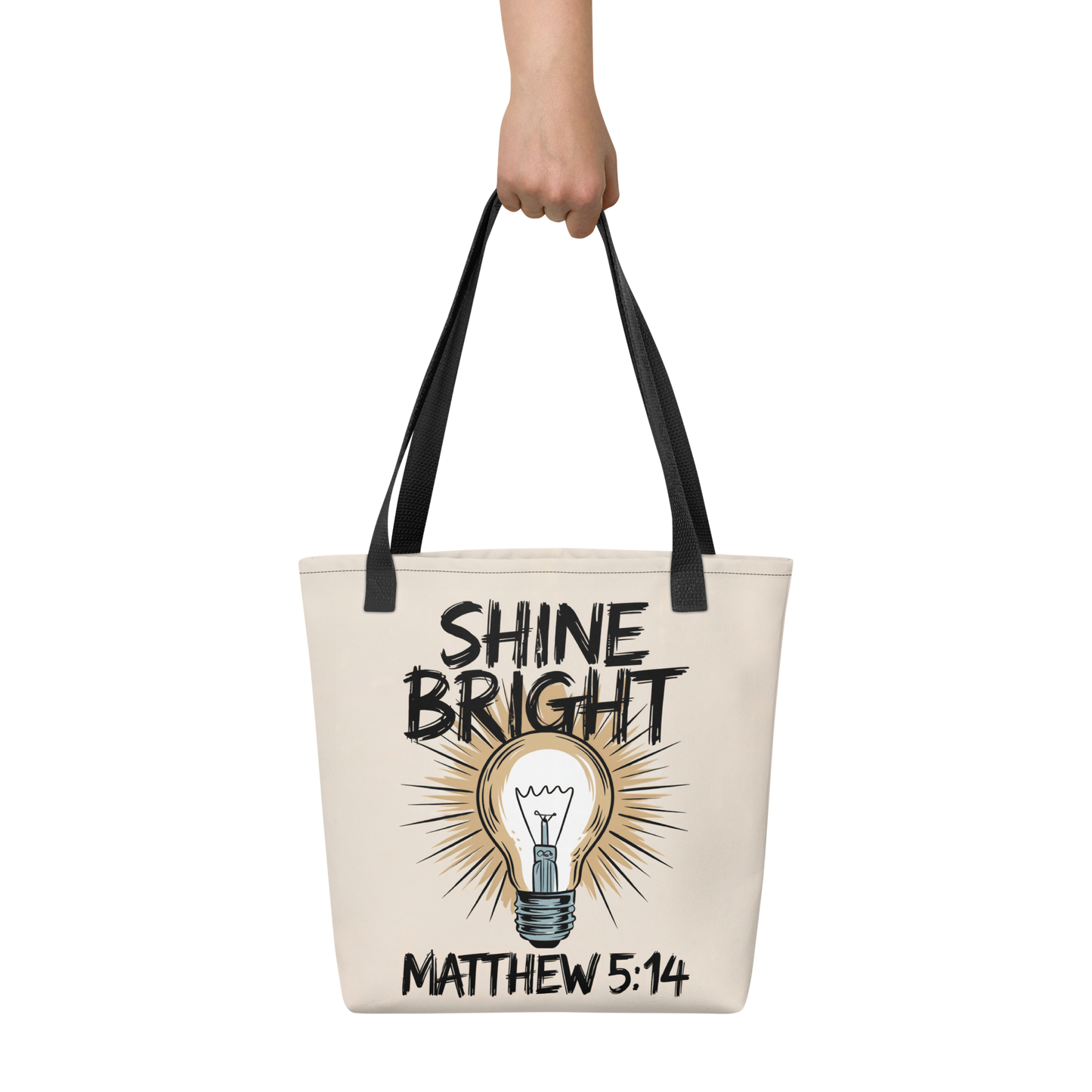 "Shine Bright" Matthew 5:14 Christian Tote Bag