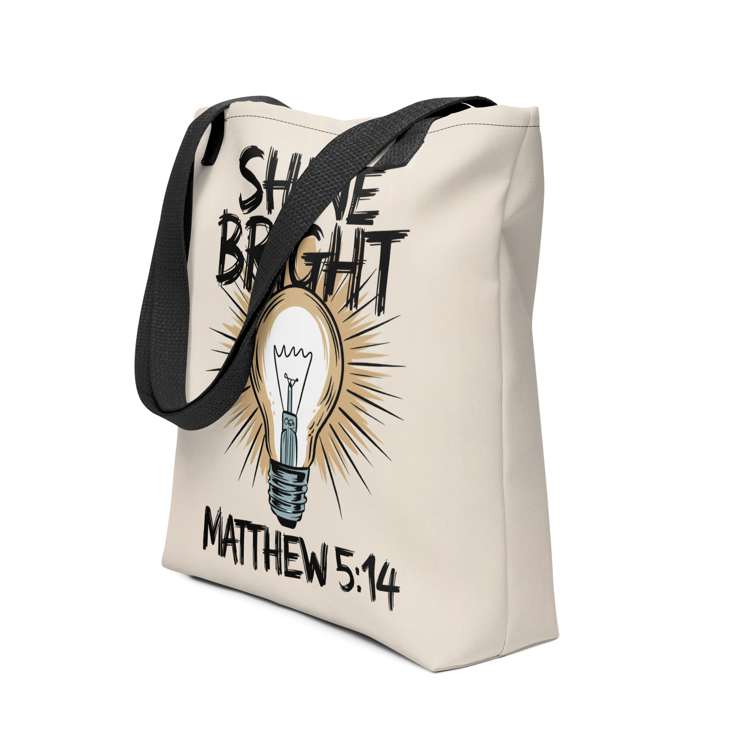 "Shine Bright" Matthew 5:14 Christian Tote Bag