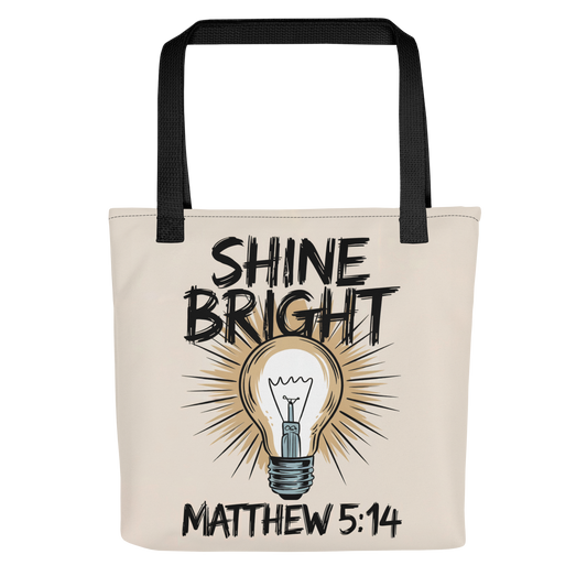 "Shine Bright" Matthew 5:14 Christian Tote Bag