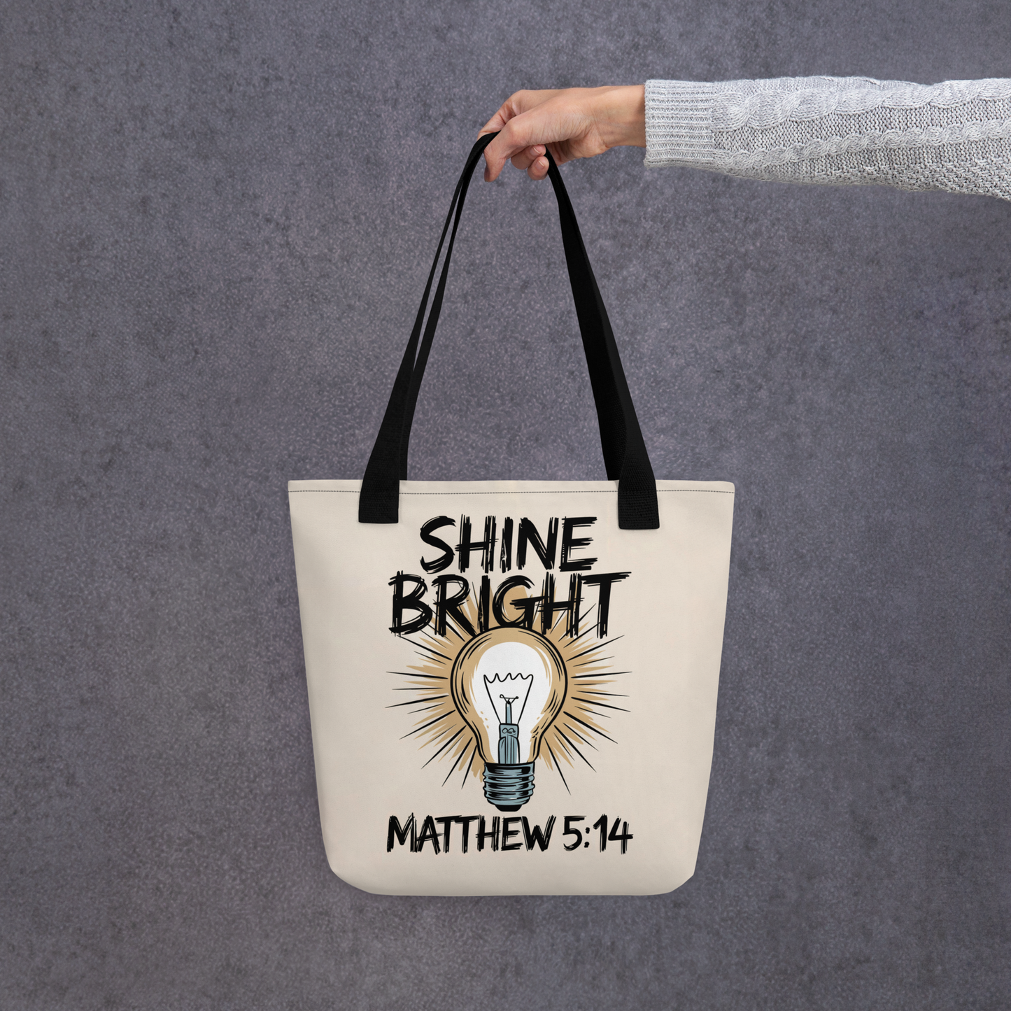 "Shine Bright" Matthew 5:14 Christian Tote Bag