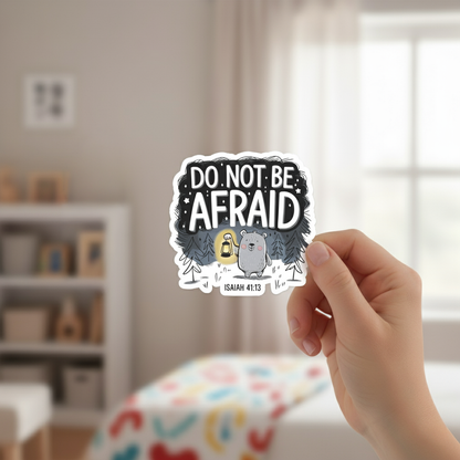 "Do Not Be Afraid” – Isaiah 41:13 Christian Sticker (Bear & Lantern Design) – additional product view 2